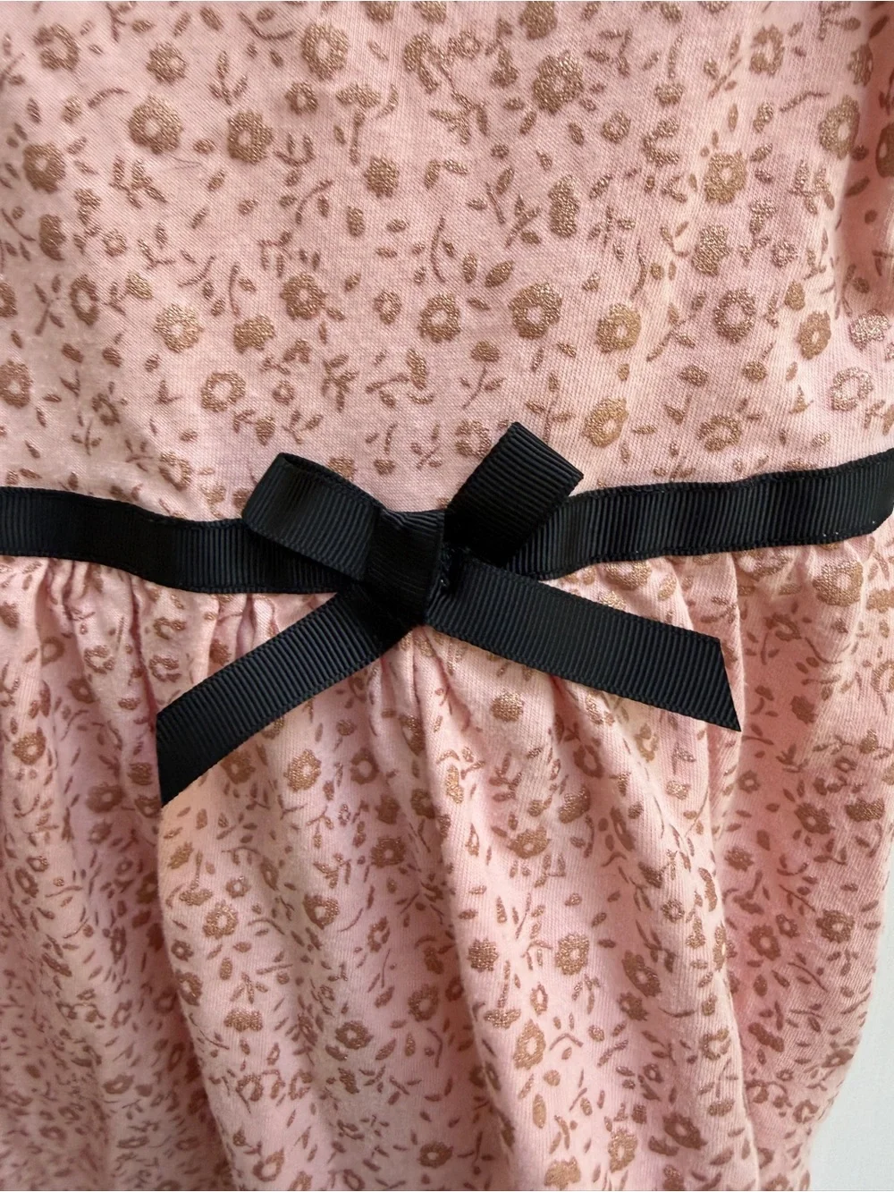NWOT 4T Girls Epic Threads Pink Floral-Short Sleeve Dress with Black Waist Bow